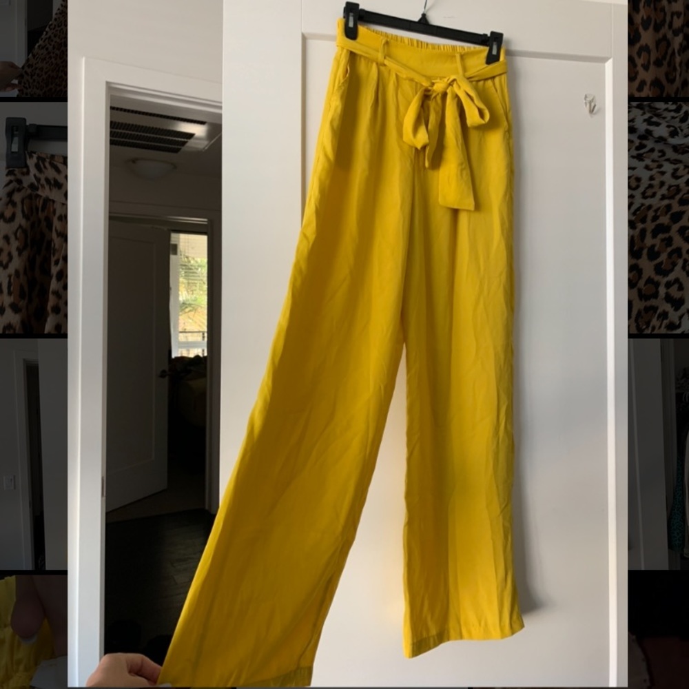Yellow Tie Wide Leg Pants
